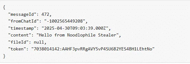 Malware’s code snippet that shows connection to the Telegram Bot