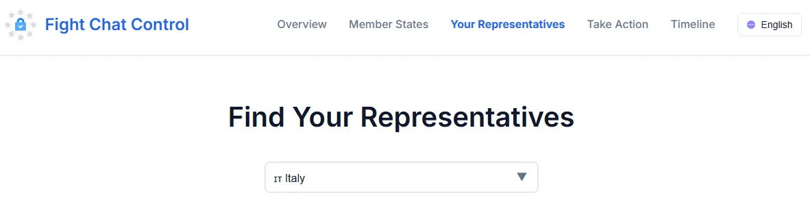Step 1 to send an email to MEPs.